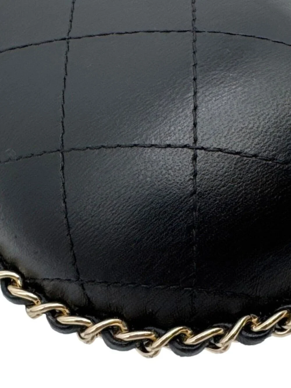 Chanel  Interlocking CC Logo Quilted Lambskin Leather Chain Around Phone Holder
